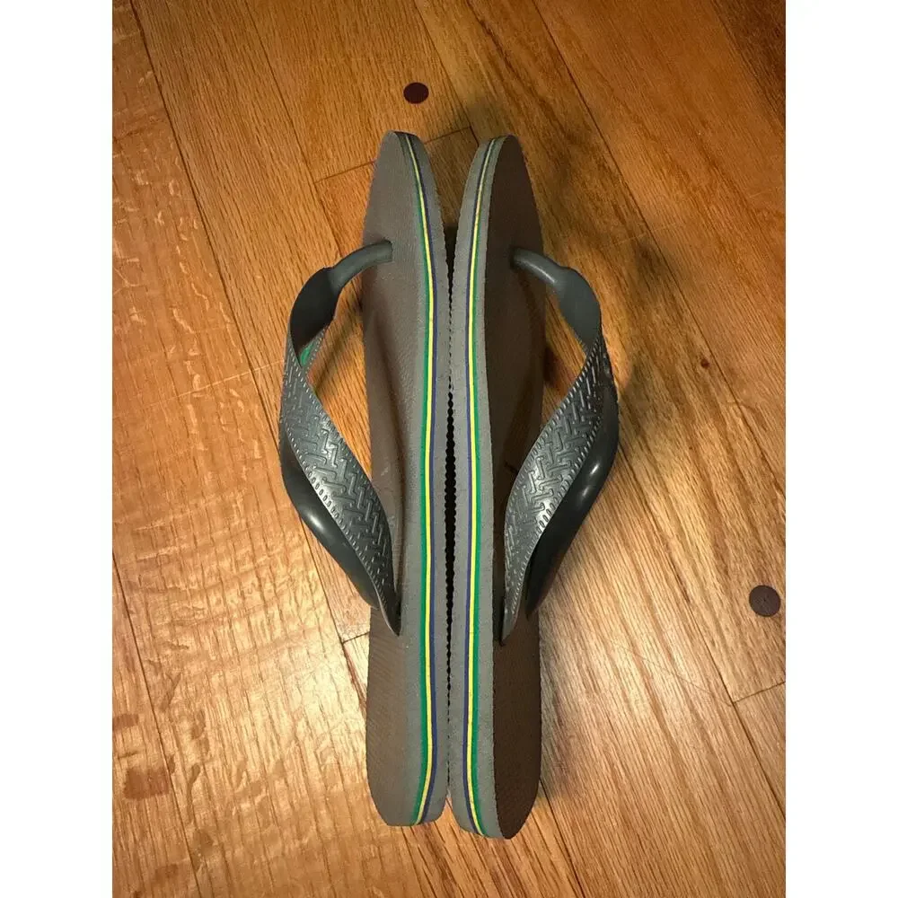 Havaianas Brazil Flip Flops Gray Rubber Thong Sandals Size 38 US W8 M6